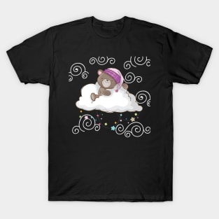 Cute Baby Teddy Bear Sleeping in Clouds T-Shirt